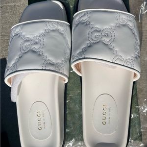 White Chanel Slides